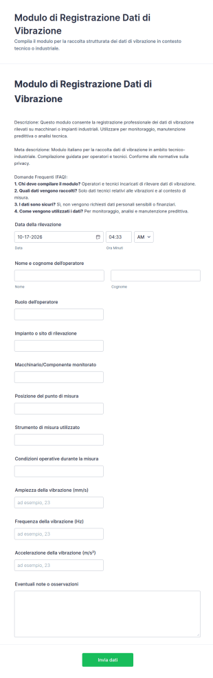 Registrazione Dati Di Vibrazione