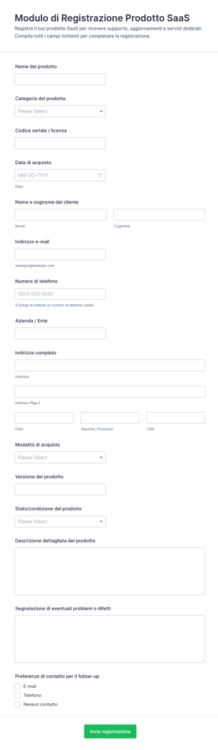 Registrazione Prodotti