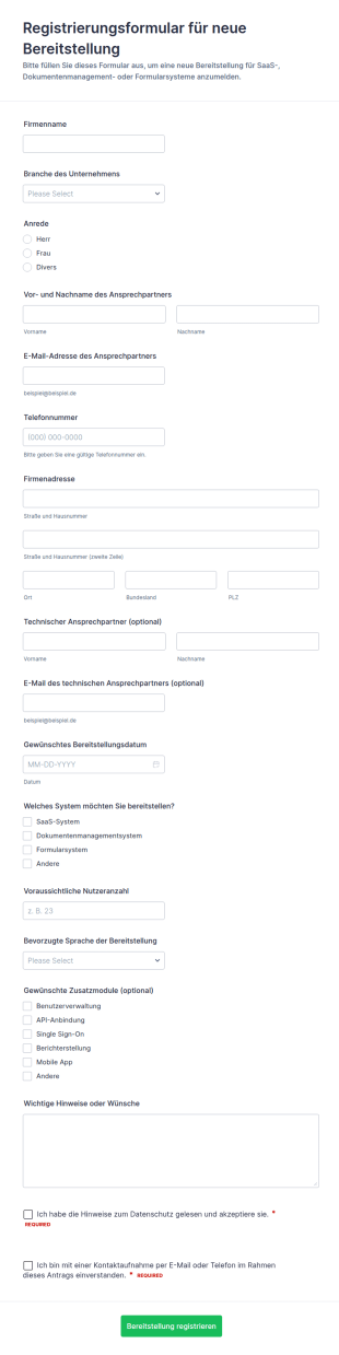Registrierung Der Neuen Bereitstellung