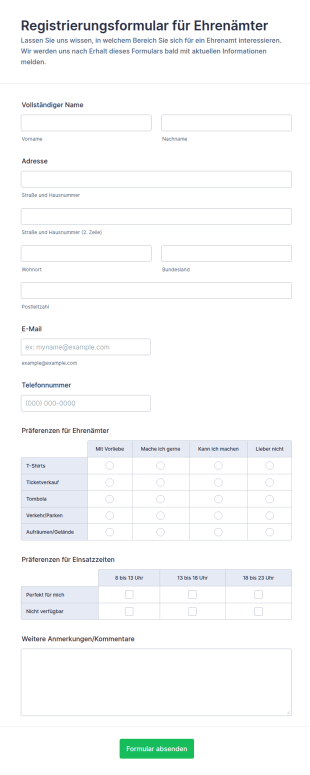 Registrierungsformular Für Ehrenämter