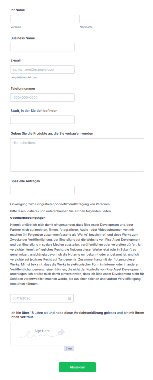 Registrierungsformular Für Veranstaltungsanbieter