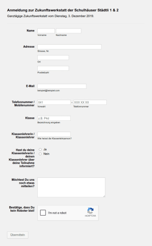 Registrierungsformular Für Workshop