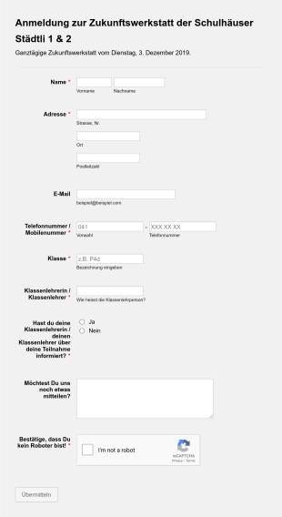Registrierungsformular Für Workshop
