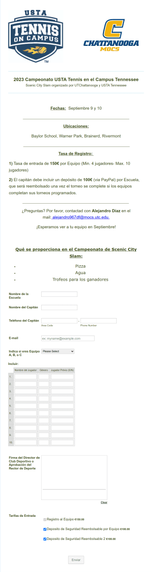 Registro A Evento Deportivo Form Template