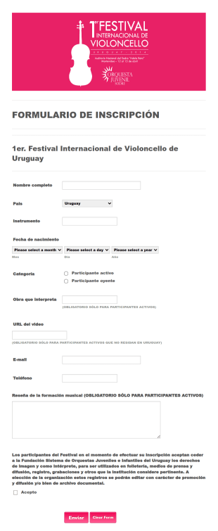 Registro A Festival Internacional De Música Form Template