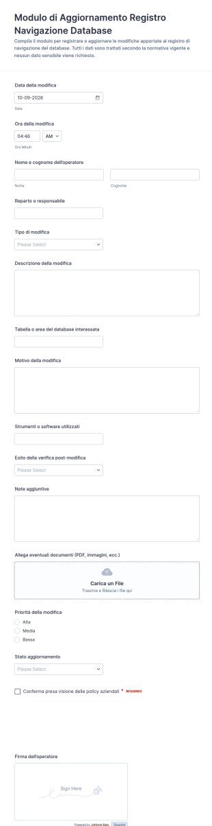 Registro Aggiornamenti Database Di Navigazione
