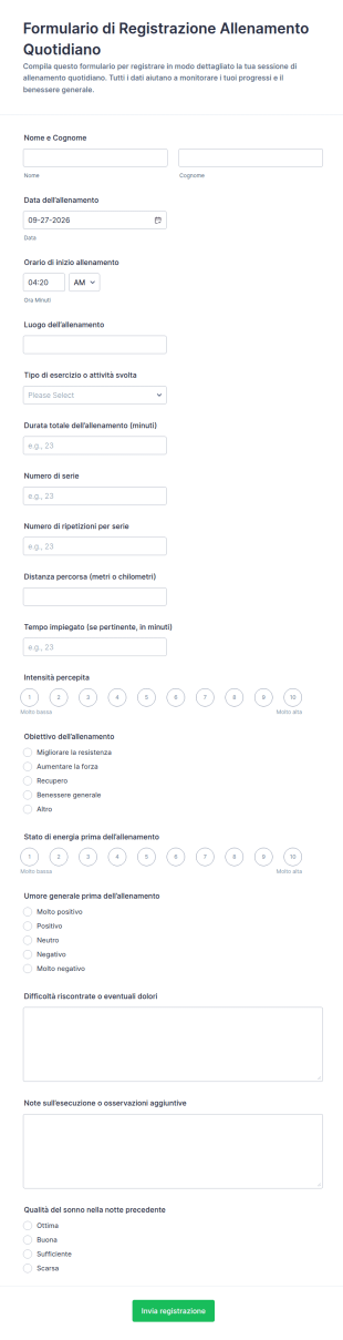 Registro Allenamento Quotidiano