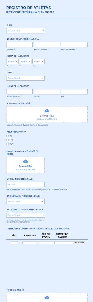 Registro Atletas A Federacion