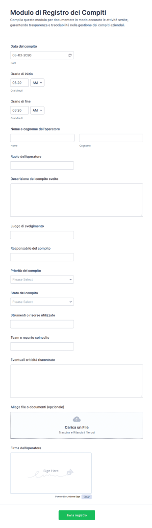 Registro Attività Lavorative