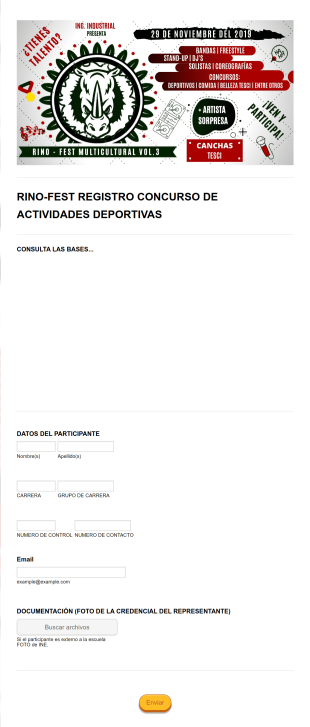 Registro Concurso De Actividades Deportivas Form Template