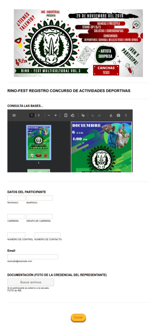Registro Concurso De Actividades Deportivas
