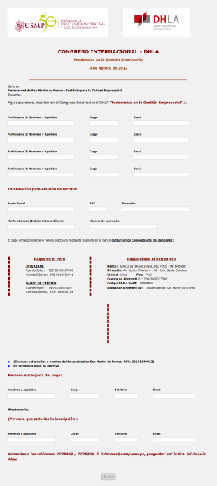 Registro Congreso Internacional Form Template