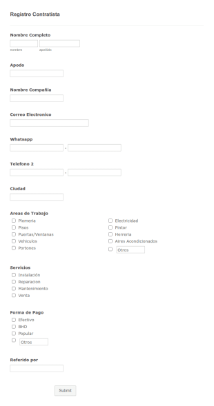 Registro Contratista