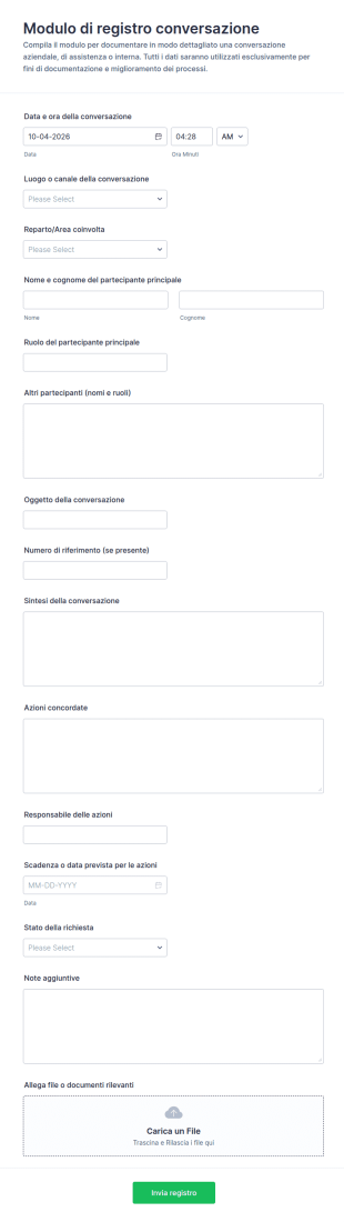 Registro Conversazioni Form