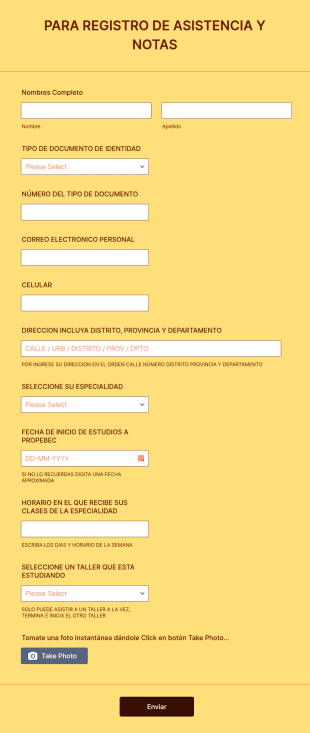 Registro De Alumnos Por Especialidad Con Foto