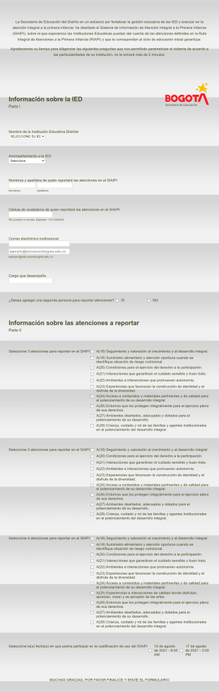 Registro De Atenciones SIAIPI Por IED Form Template