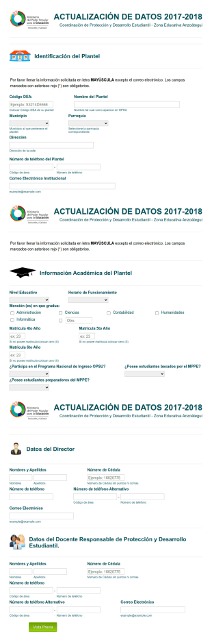 Registro De Datos De Plantel Educativo