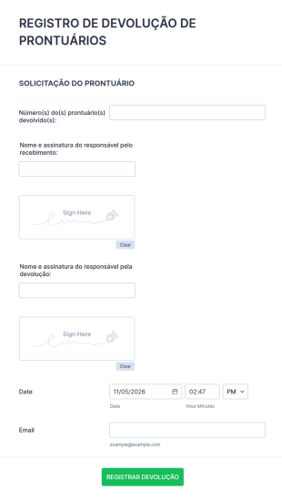 Registro De Devolução De Prontuários