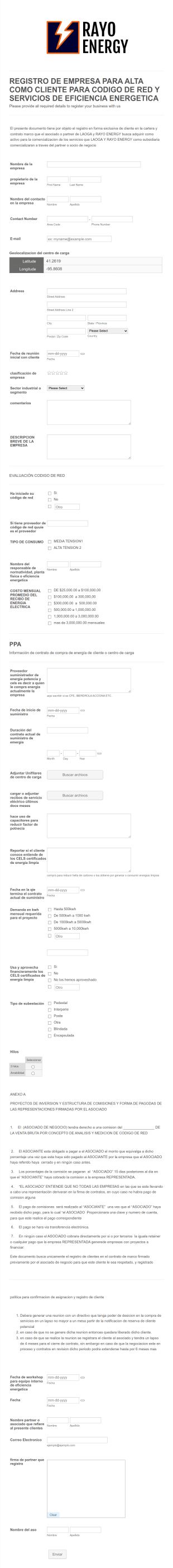 Registro De Empresa Como Cliente De Servicios De Energía