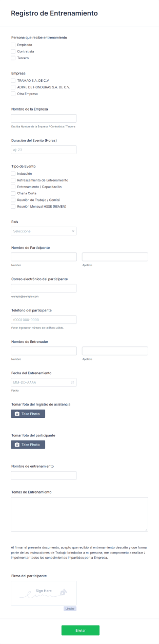 Registro De Entrenamiento