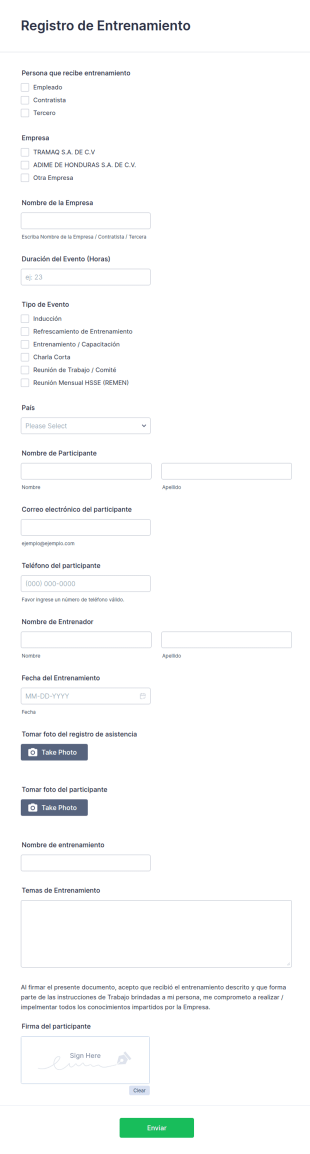 Registro De Entrenamiento