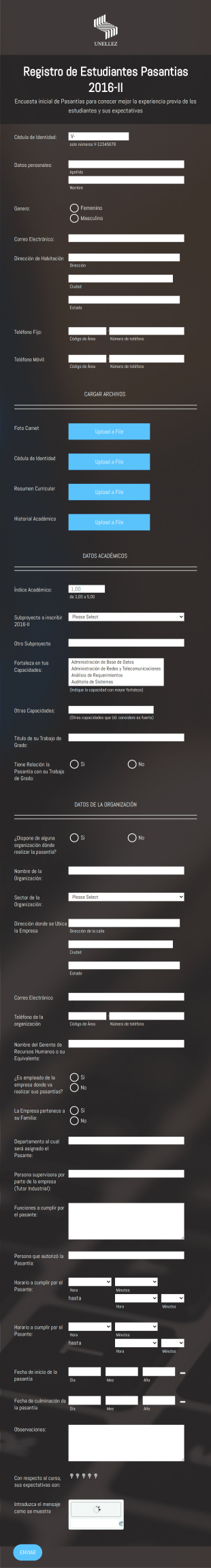 Registro De Estudiantes De Pasantías