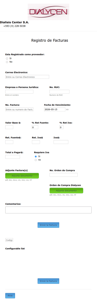 Invoice Form For Dialycen In Spanish