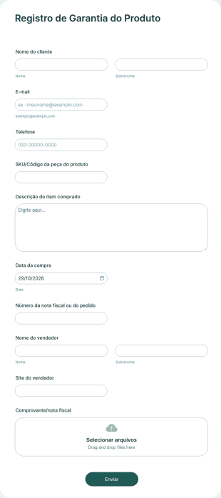 Registro De Garantia Do Produto