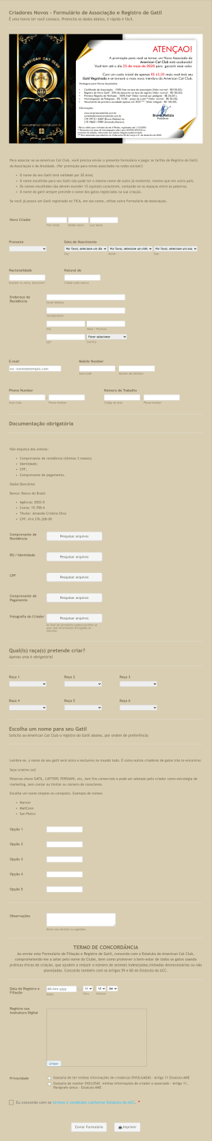 Registro De Gatil American Cat Club