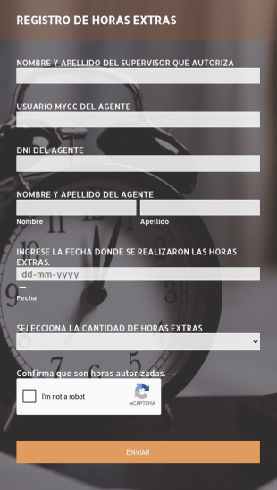 Registro De Horas Extras Turno Mañana