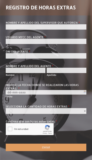 Registro De Horas Extras Turno Mañana Form Template