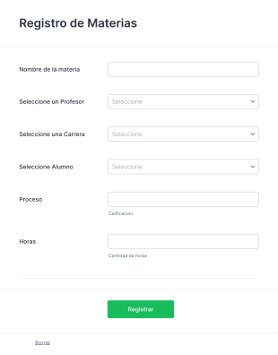 Registro De Materias Form Template