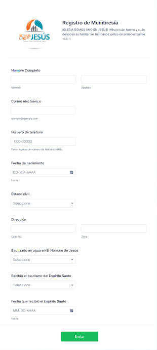 Registro De Membresía S1J Form Template