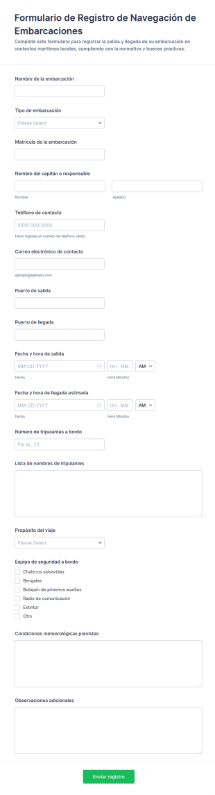 Registro De Navegación Del Buque Form