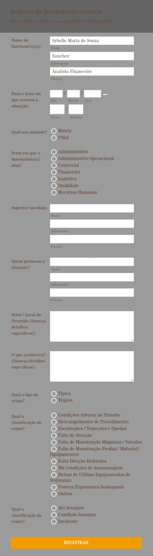 Registro De Ocorrência/Incidente