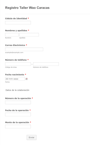 Registro De Operaciones De Taller Form Template