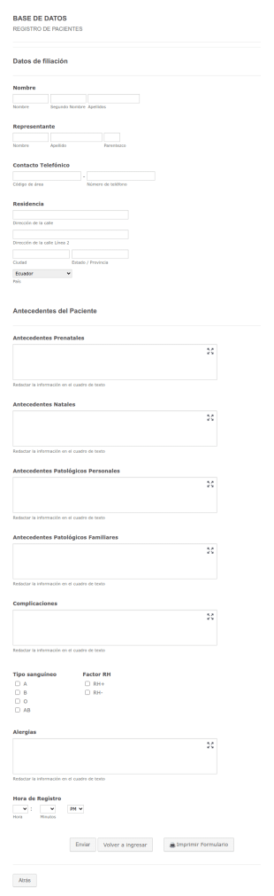 Registro De Pacientes, Proyecto Español