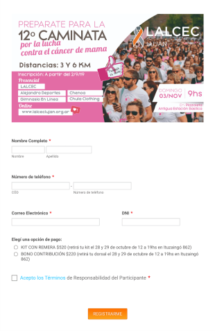 Registro De Participación En Caminata Form Template