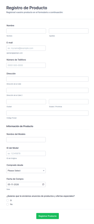 Registro De Producto