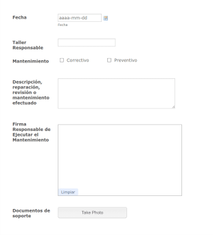Registro De Reparación, Revisión O Mantenimiento Form Template