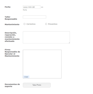 Registro De Reparación, Revisión O Mantenimiento