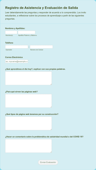Registro De Salida Y Evaluación
