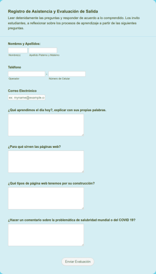 Registro De Salida Y Evaluación