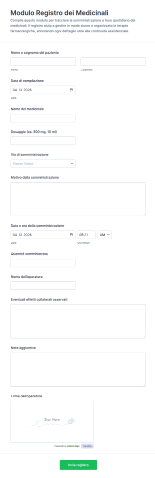 Registro Dei Farmaci Form