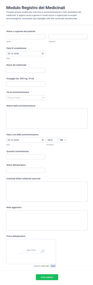 Registro Dei Farmaci Form