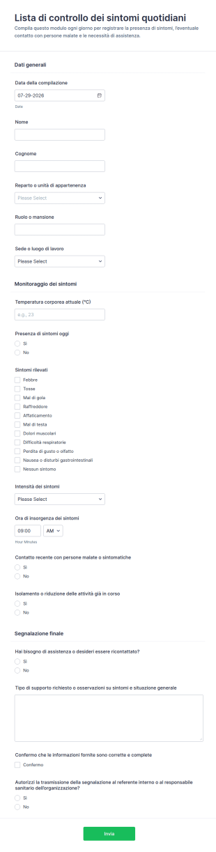 Registro Dei Sintomi Quotidiani