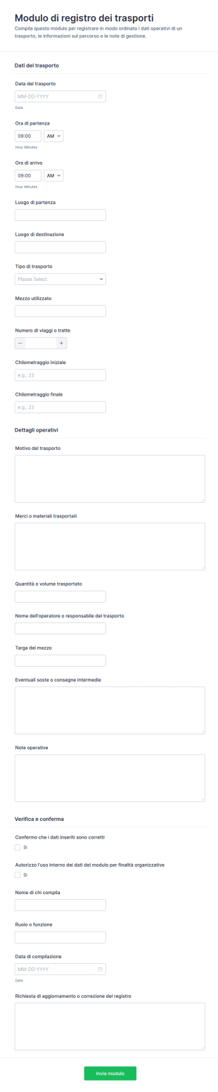 Registro Dei Trasporti Form