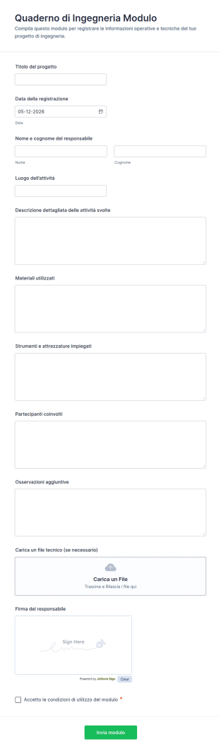 Registro Del Taccuino Tecnico Form