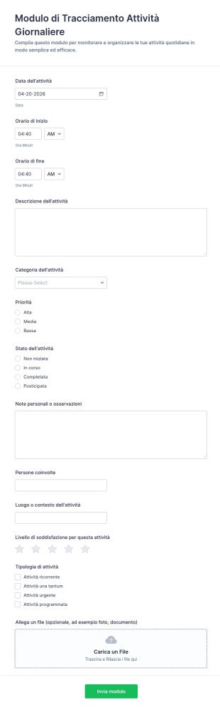 Registro Delle Attività Quotidiane Form