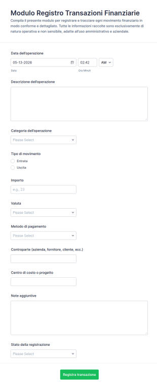 Registro Delle Transazioni Finanziarie Form